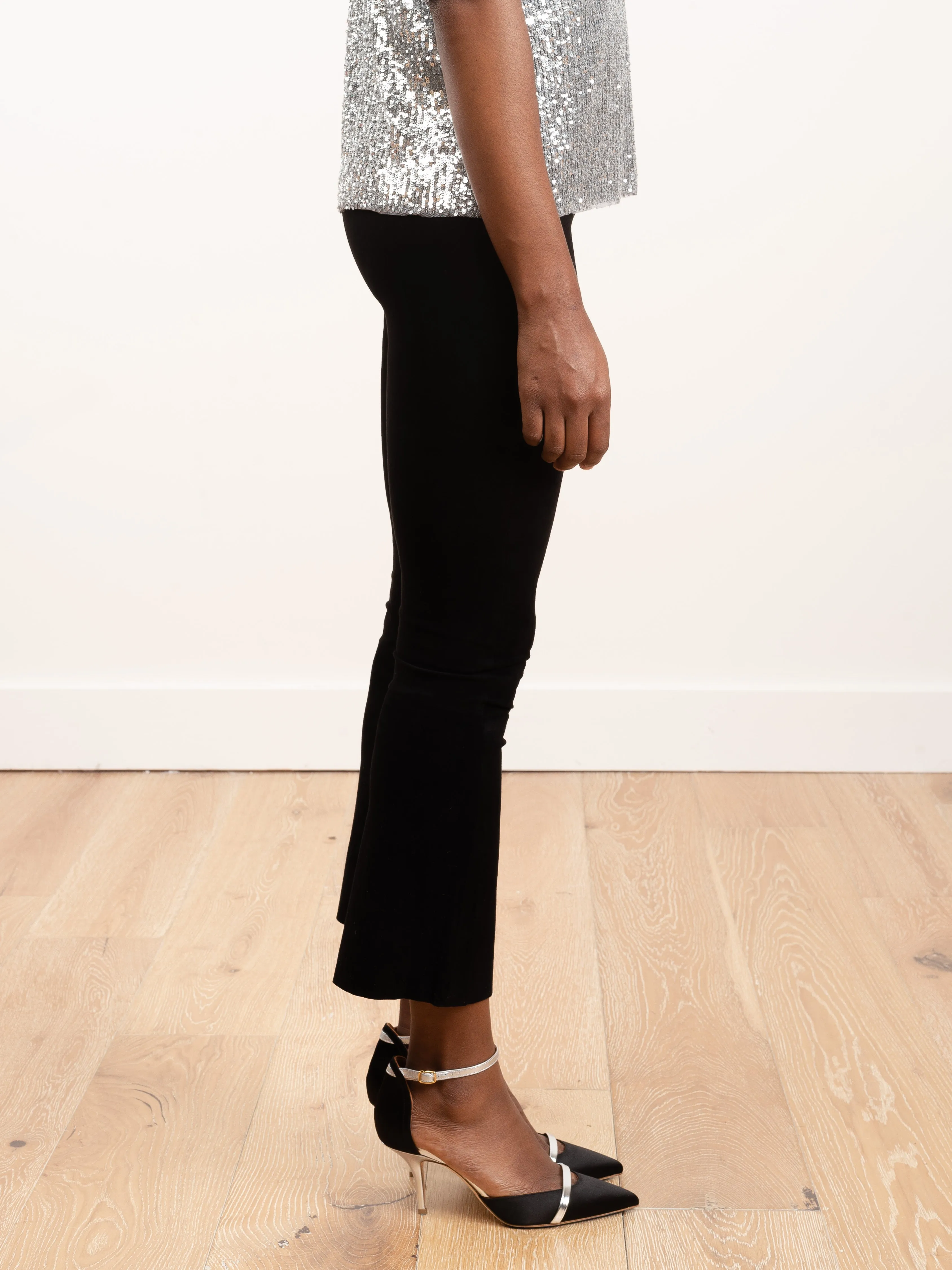 suede crop flare