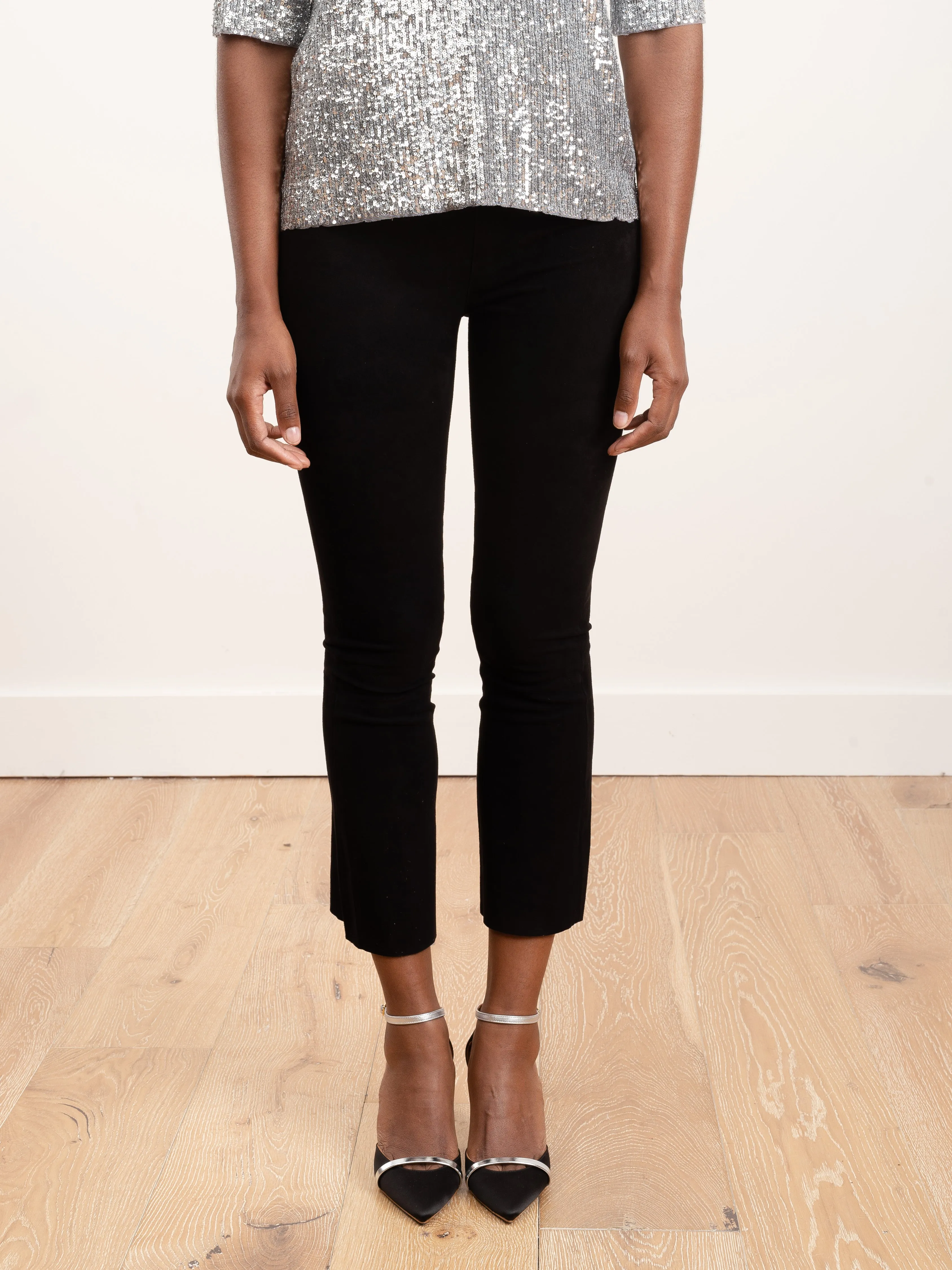 suede crop flare