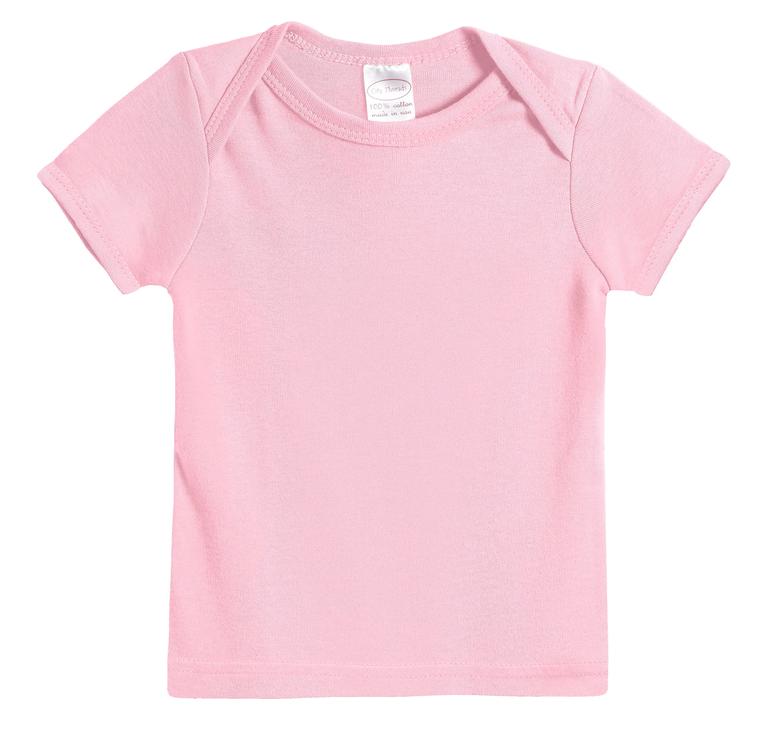 Super-Soft Organic Cotton Baby Rib Short Sleeve Lap Tee| Bright Light Pink