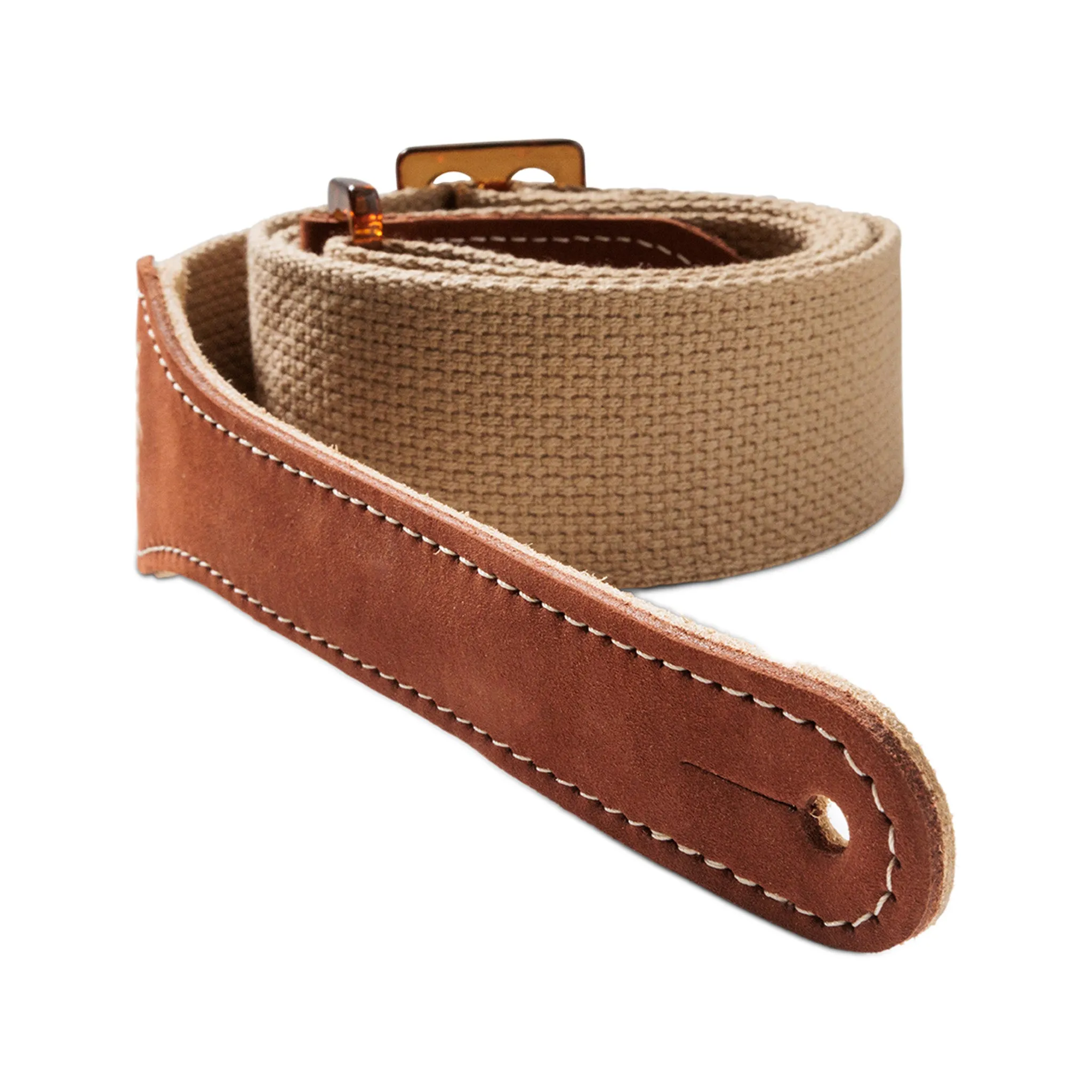 Taylor 2Inch GS Mini Guitar Strap w/Amber Buckle, Tan Cotton