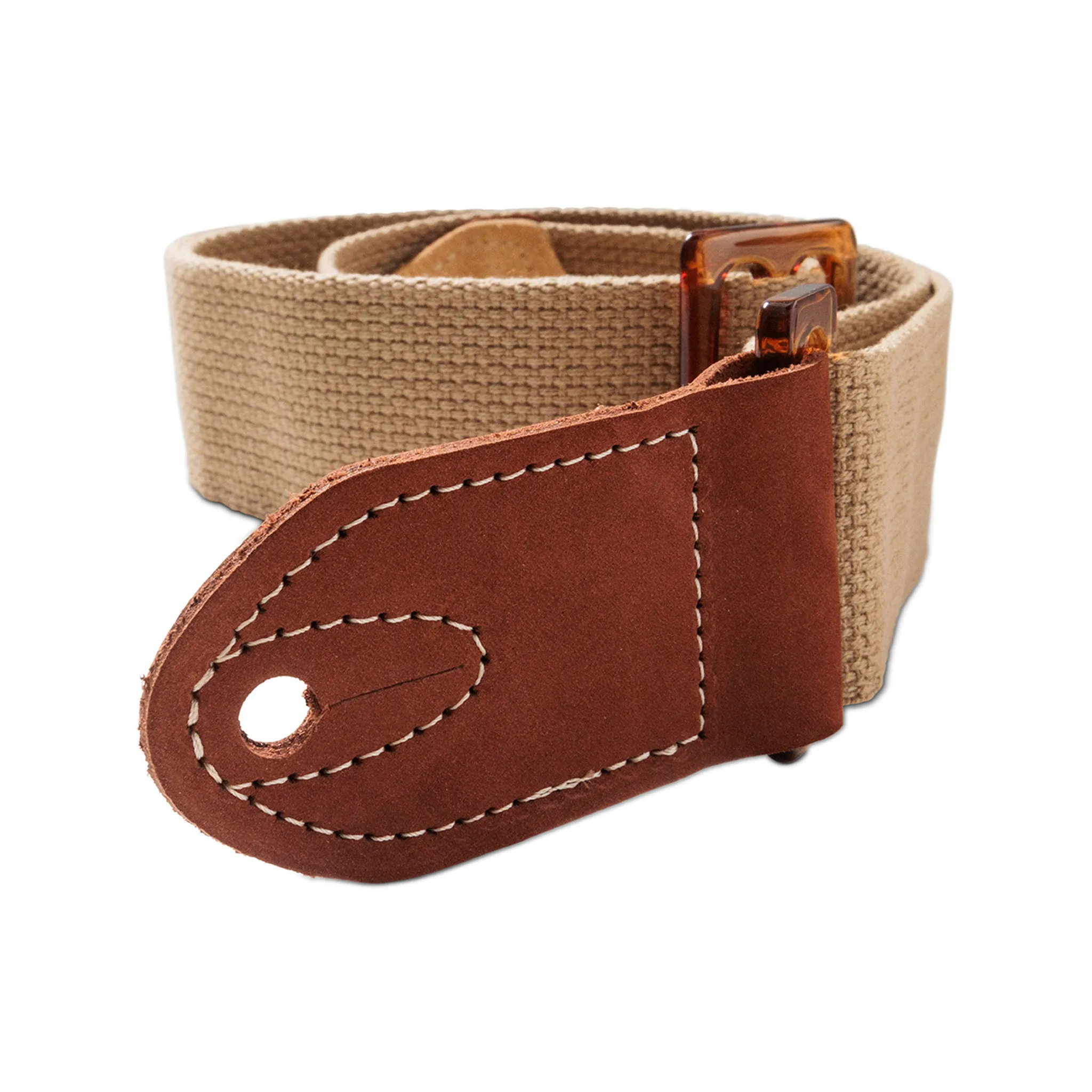 Taylor 2Inch GS Mini Guitar Strap w/Amber Buckle, Tan Cotton