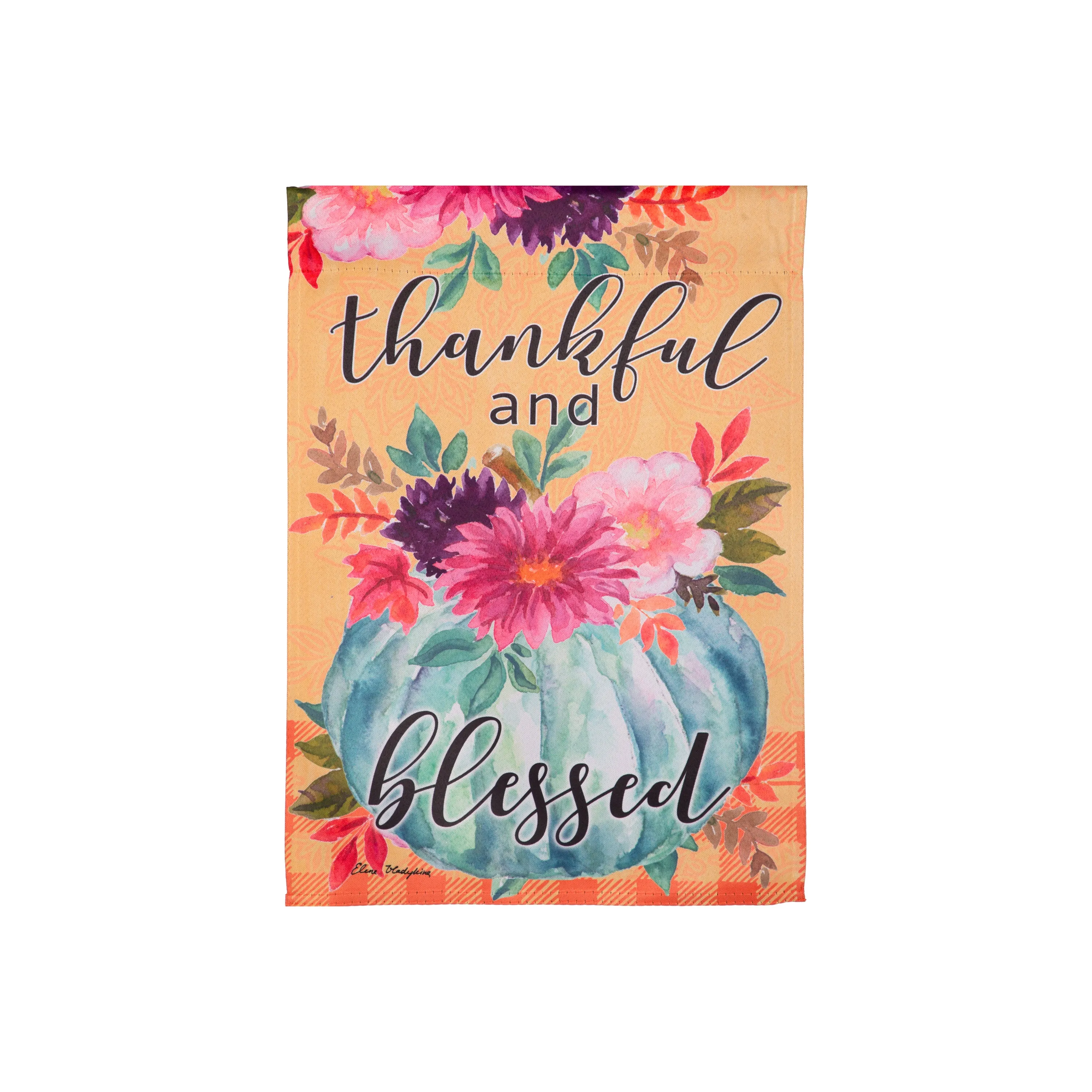 Thankful and Blessed Pumpkin Suede Garden Flag,14s11996