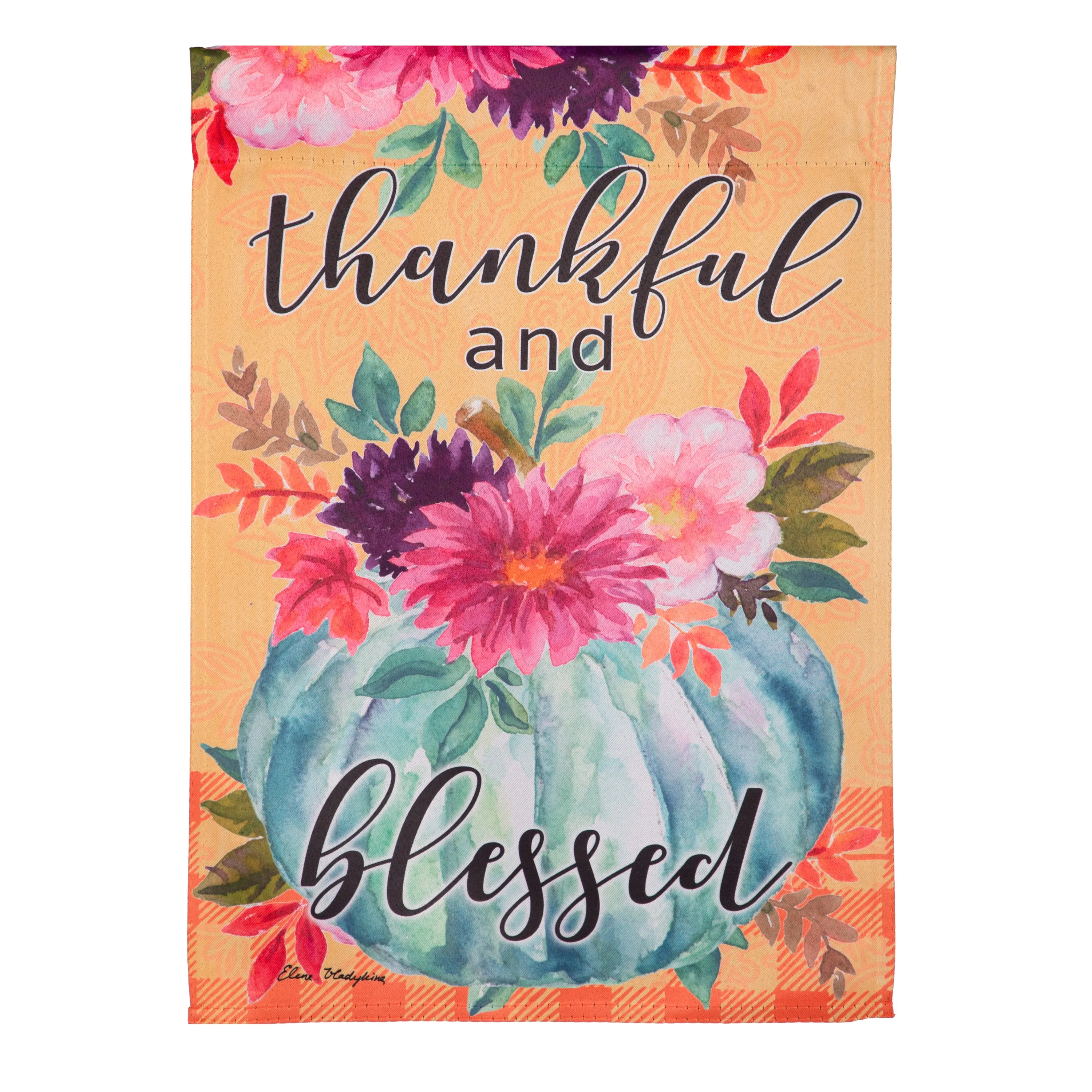 Thankful and Blessed Pumpkin Suede Garden Flag,14s11996
