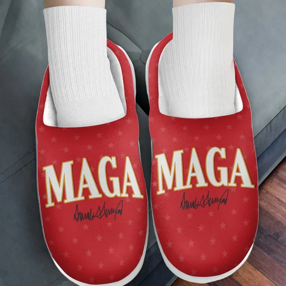 The Head Of The Global Power - US Election Fluffy Slippers - Christmas Gift For Conservative Supporters