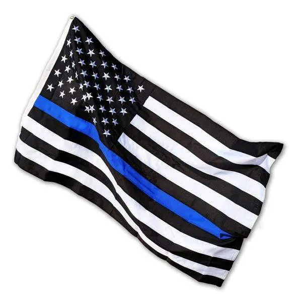 Thin Blue Line American Flag With Grommets 3 X 5 Feet
