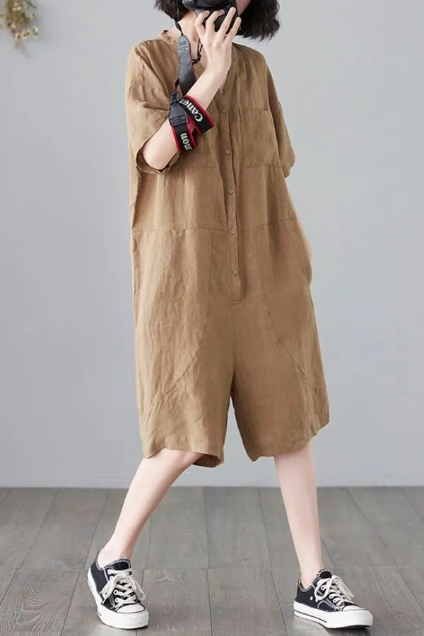 V Neck Short Sleeve Jumpsuits