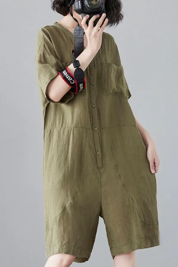 V Neck Short Sleeve Jumpsuits