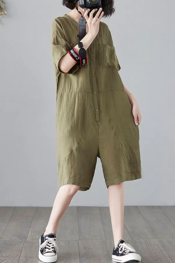 V Neck Short Sleeve Jumpsuits