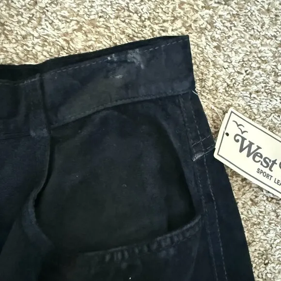 Vintage 100% genuine leather suede midi maxi skirt black cowgirl sz 10