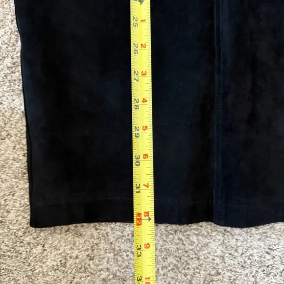 Vintage 100% genuine leather suede midi maxi skirt black cowgirl sz 10