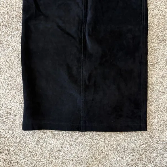 Vintage 100% genuine leather suede midi maxi skirt black cowgirl sz 10