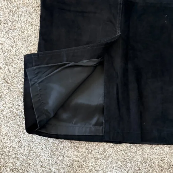 Vintage 100% genuine leather suede midi maxi skirt black cowgirl sz 10