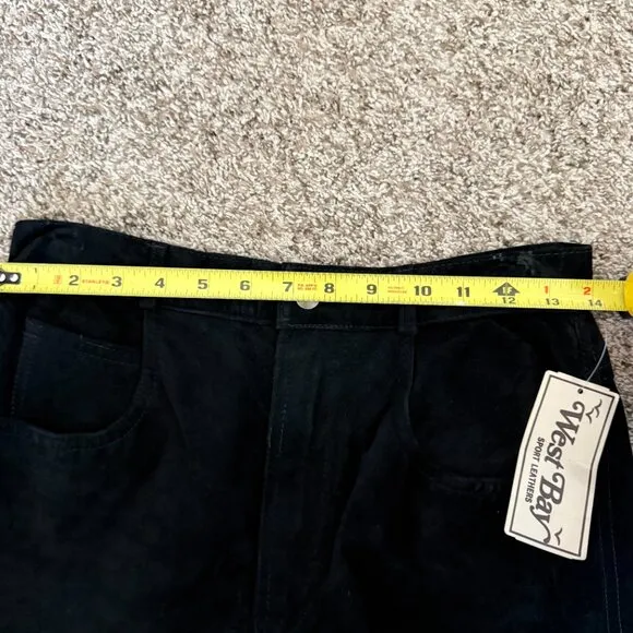 Vintage 100% genuine leather suede midi maxi skirt black cowgirl sz 10