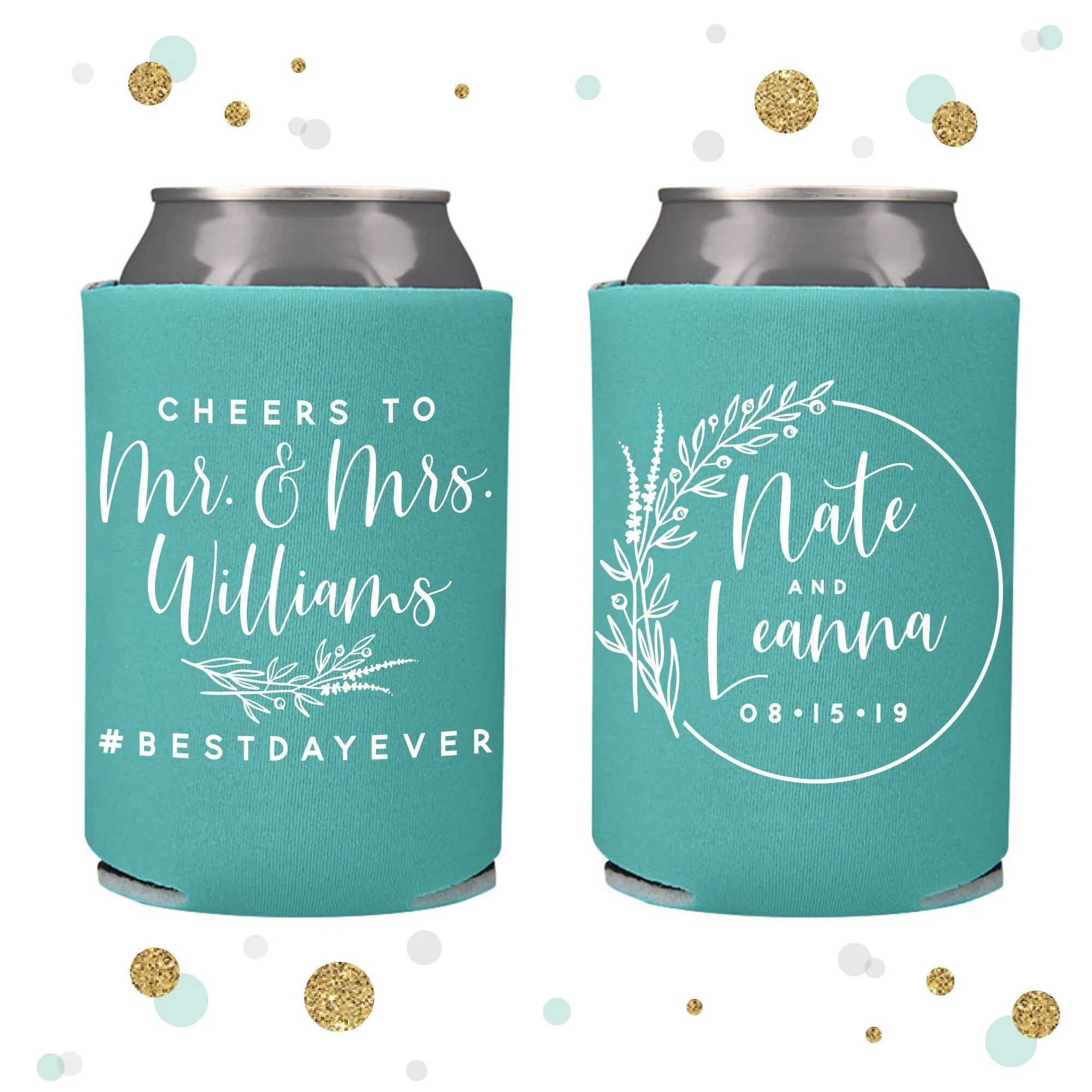 Wedding Can Cooler & Cup Package #140 - Cheers to The Mr and Mrs