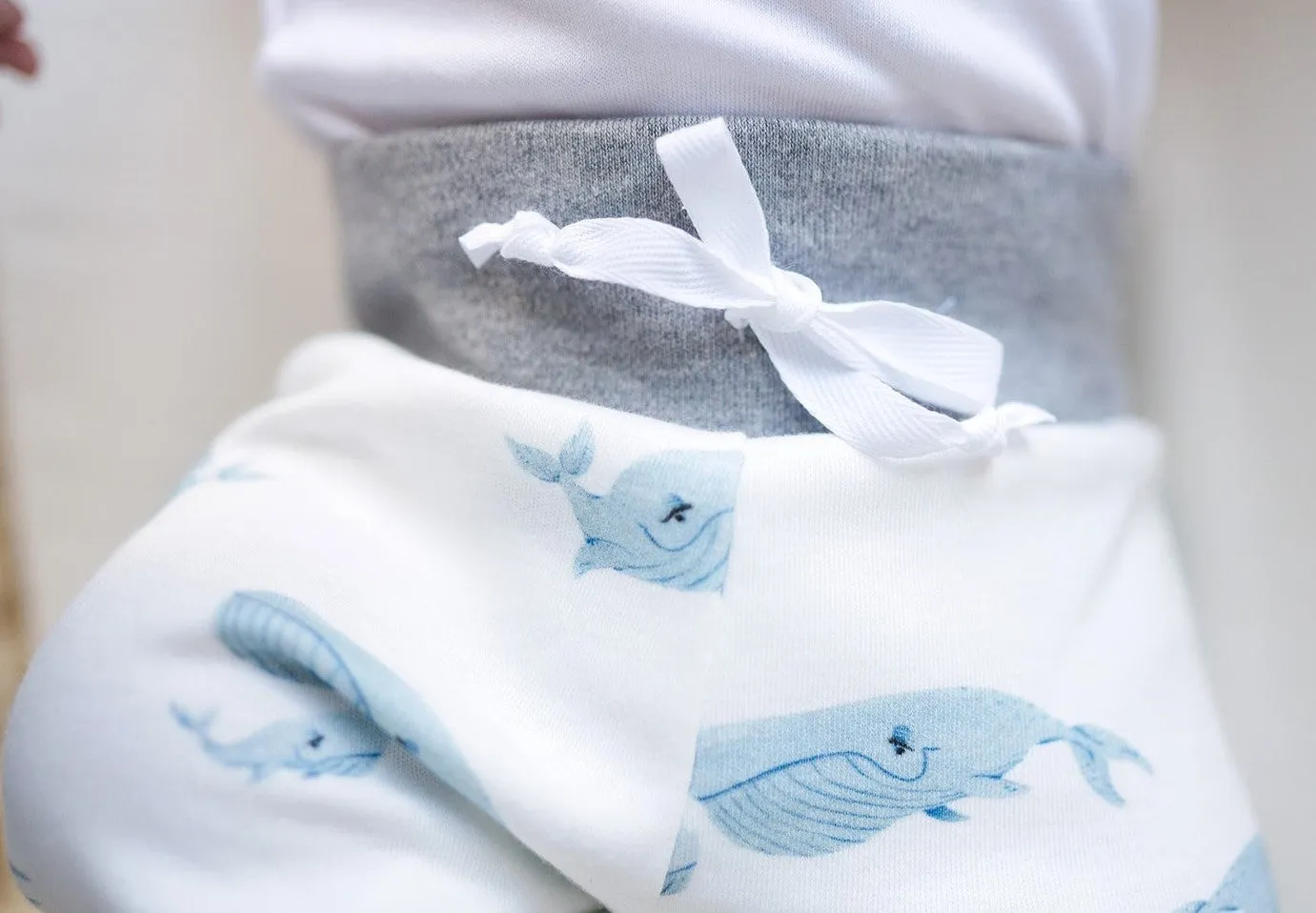 Whales "I whale always love you!" | Organic Baby Gift Basket 7pcs | Baby Boy