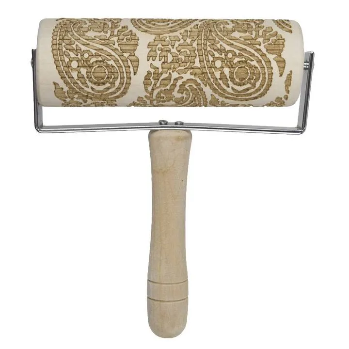 Wooden Rolling Pin Embossing Baking Cookies Biscuit Christmas Dough Roller