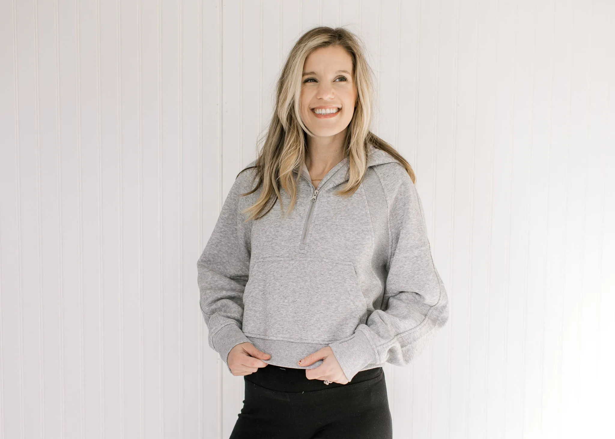 X Athleisure Gray Cropped 1/4 Zip