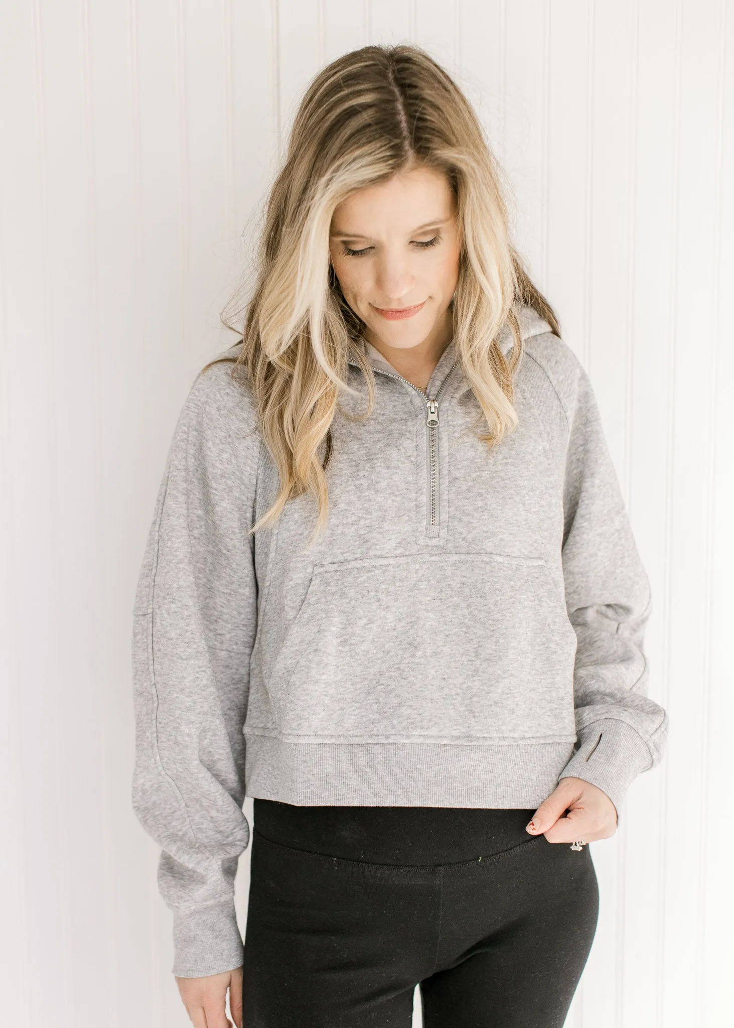 X Athleisure Gray Cropped 1/4 Zip