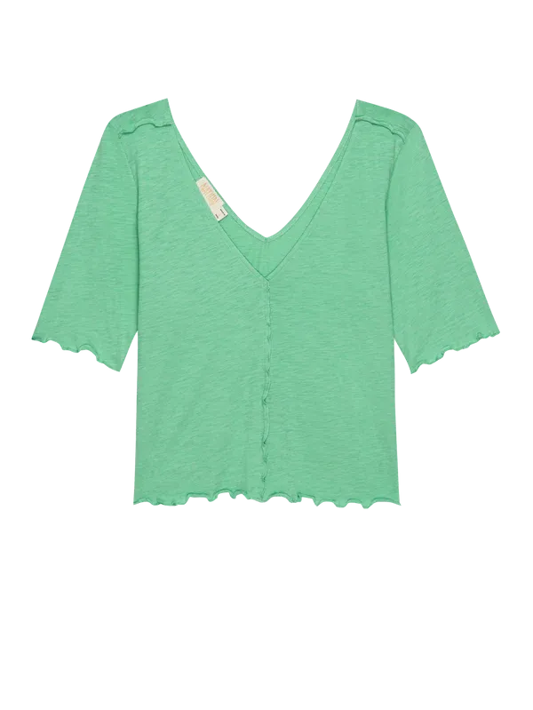 Yvonne V-Neck Lettuce Edge Top